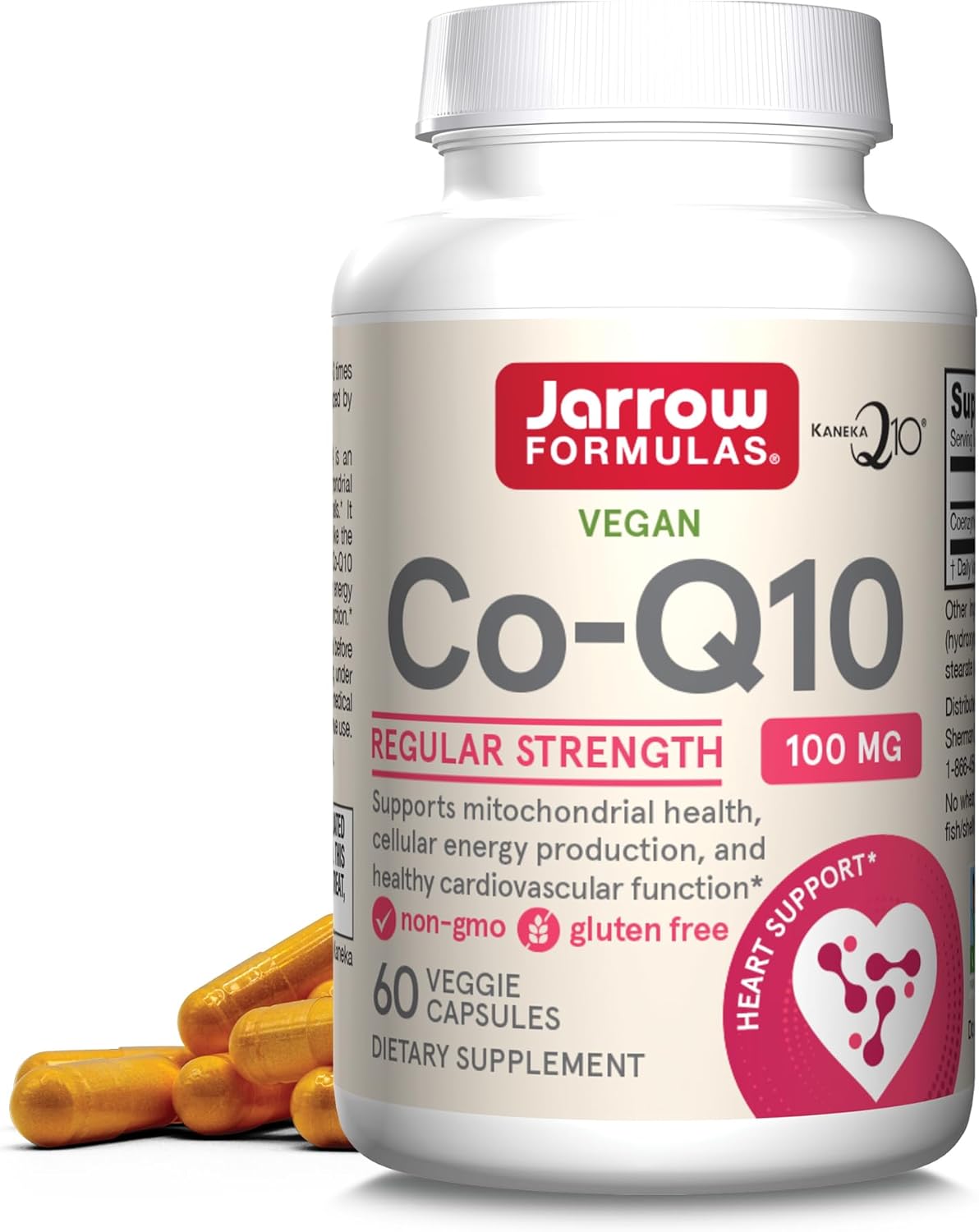 Front Image: Jarrow Formulas CoQ10 100mg veggie capsules bottle 60 count