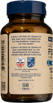 Back image: Wiley’s Finest Peak EPA fish oil supplement facts bottle 60 count