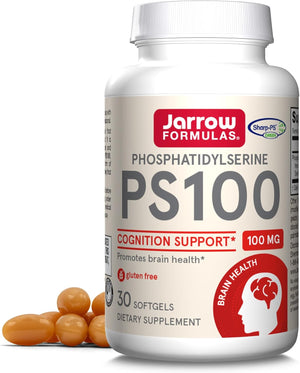 Front Image: Jarrow Formulas PS100 phosphatidylserine 100mg softgels 30 count front packaging bottle