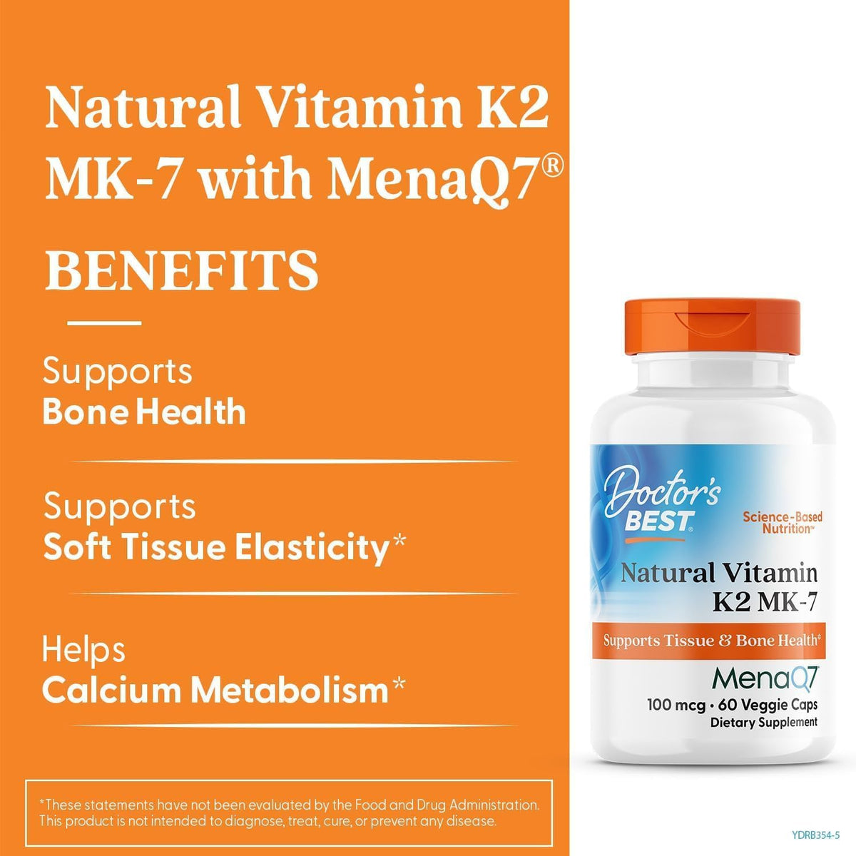 Doctor's Best Vitamine K2 Naturelle MK-7 avec MenaQ7, 100 µg, 60 Capsules Végétales