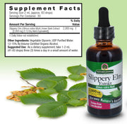 Nature’s Answer Slippery Elm supplement facts low alcohol 60ml back label