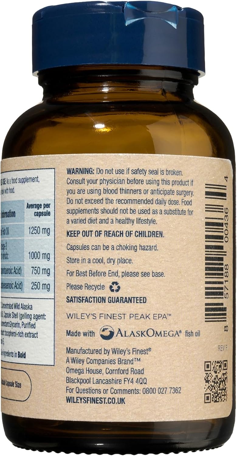 Barcode Image: Wiley's Finest fish oil Peak EPA 30 capsules bottle barcode packaging
