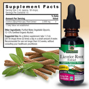 Nature’s Answer Licorice Root Liquid Extract 30ml supplement labelon a beige background