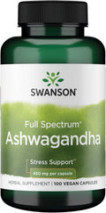 Ashwagandha Swanson 100 capsules véganes | Soutien complet au stress 450 mg  