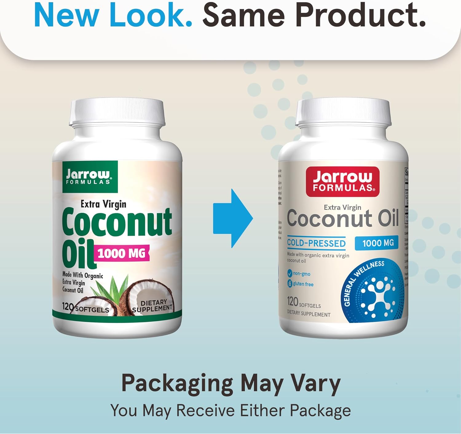 Jarrow Formulas Extra Virgin Coconut Oil 1000mg Softgels - 120 Count new look