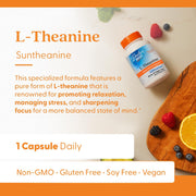Doctor's Best L-Theanine with Suntheanine, bottle packaging, unflavoured, 150mg, 90 veggie capsules, daily use instructions