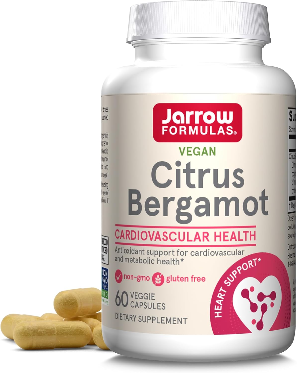 Front Image: Jarrow Formulas Citrus Bergamot 500mg veggie capsules bottle 60 count