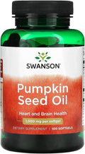 Huile de Graines de Courge Swanson 100 capsules molles | 1000 mg | Soutien cœur, cerveau et prostate  