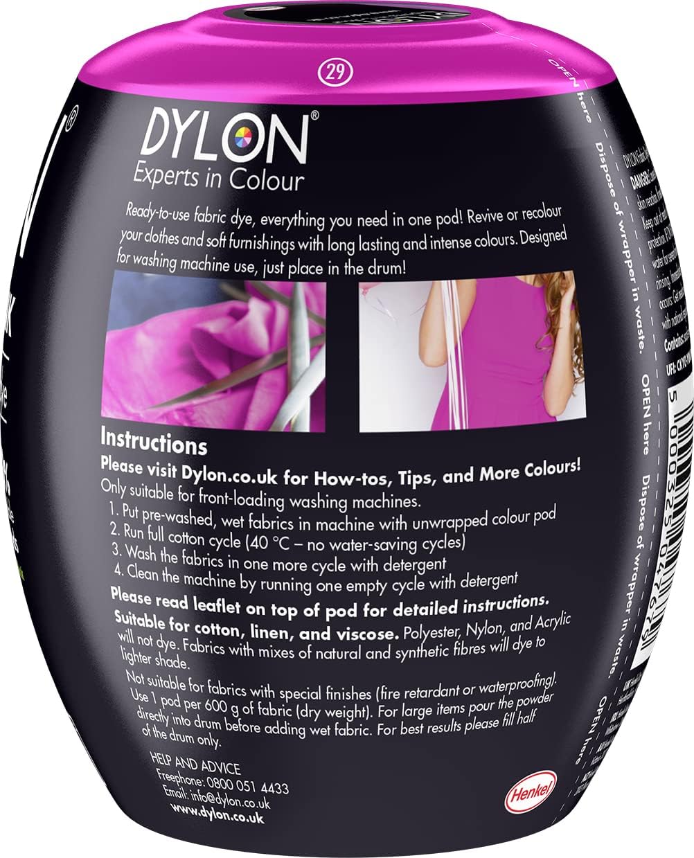 Dylon Washing Machine All-in-1 Fabric Dye Pod Passion Pink 350g
