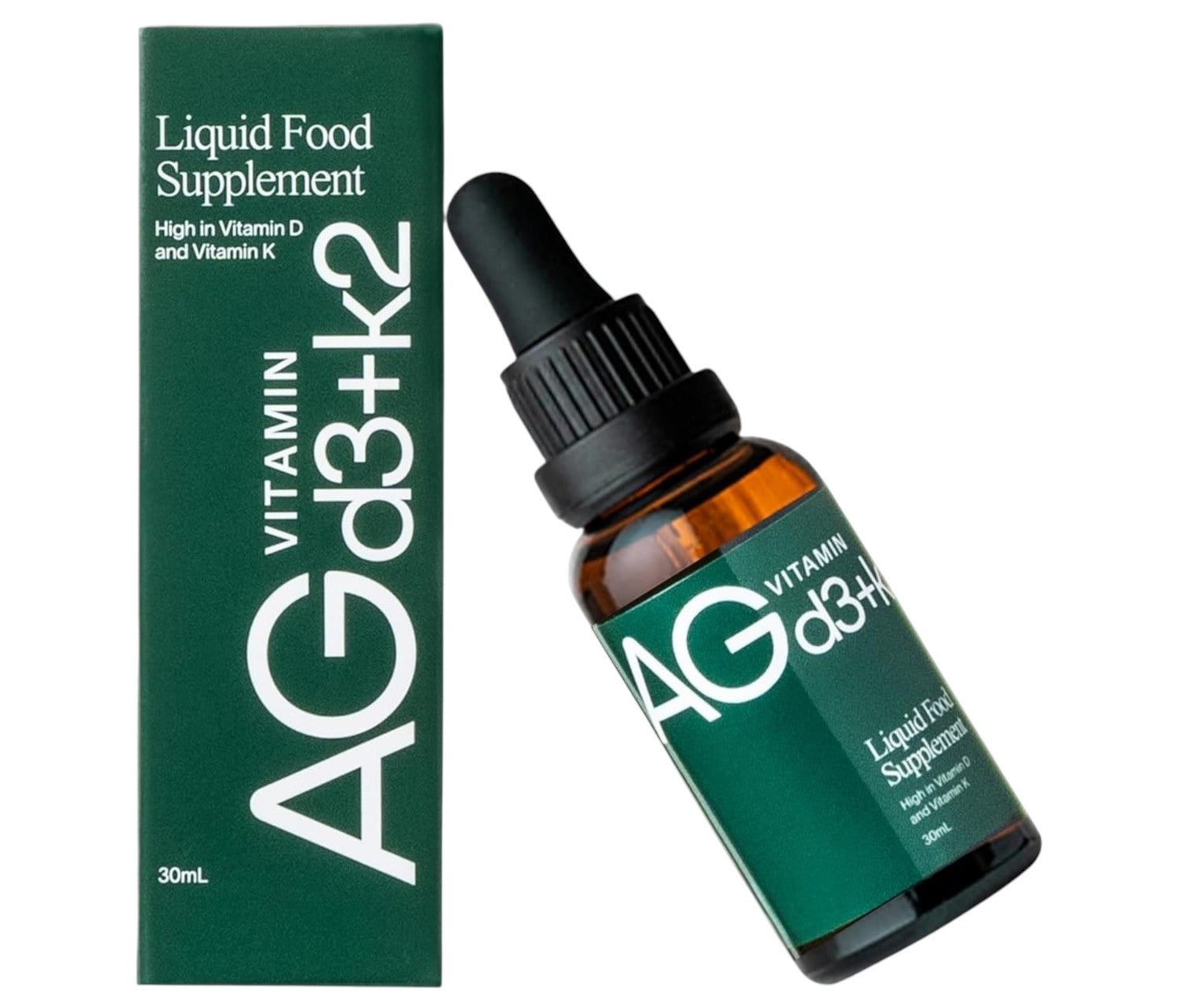 AG1 Vitamin D3 + K2 Liquid Food Supplement 30ml dropper bottle & box