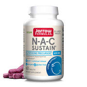 Front Image: Jarrow Formulas NAC Sustain 600mg tablets 60 count front packaging bottle