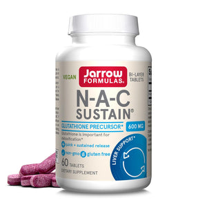 Front Image: Jarrow Formulas NAC Sustain 600mg tablets 60 count front packaging bottle