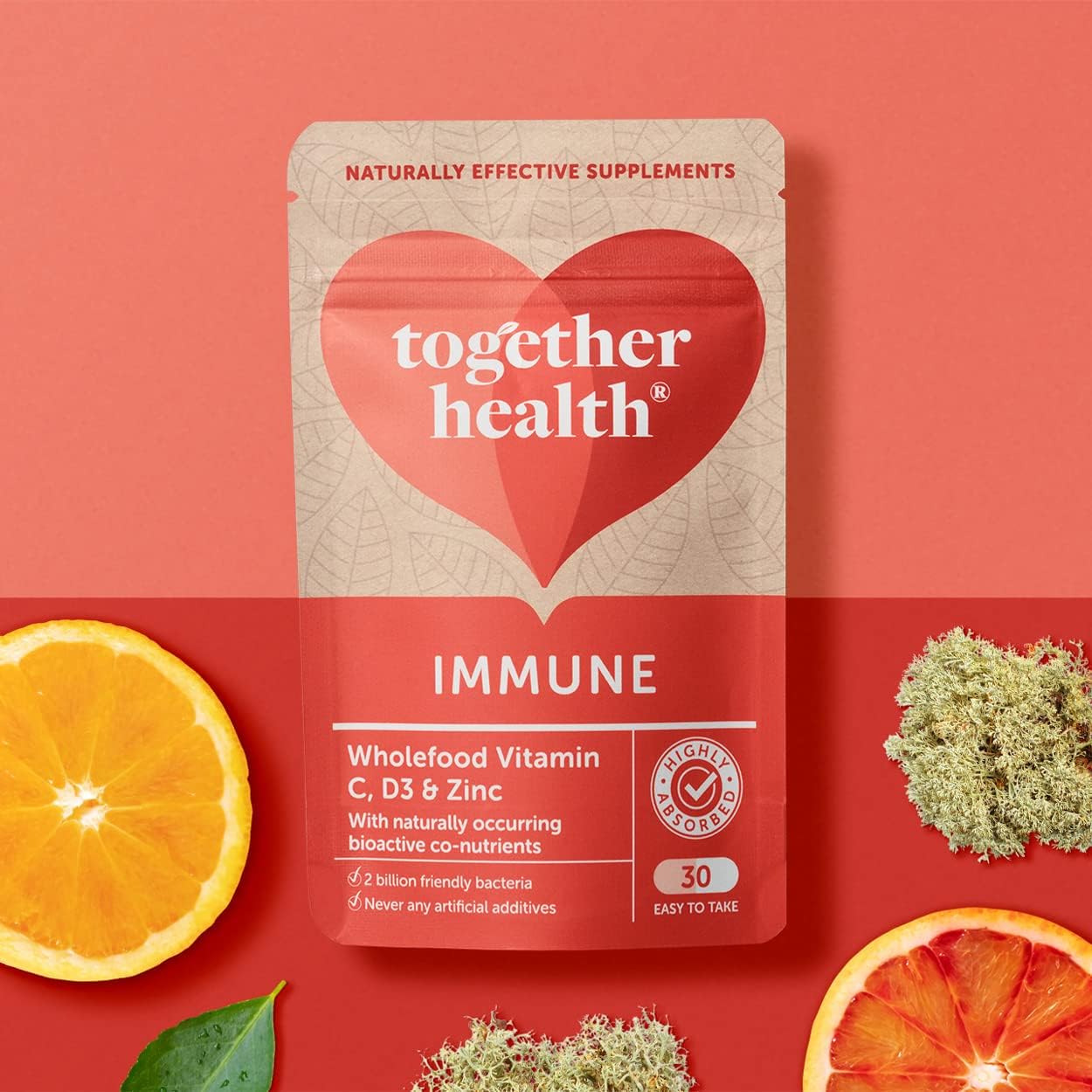 Together Health Immune Wholefood Vitamin C D3 & Zinc 30 Capsules Pack of 2