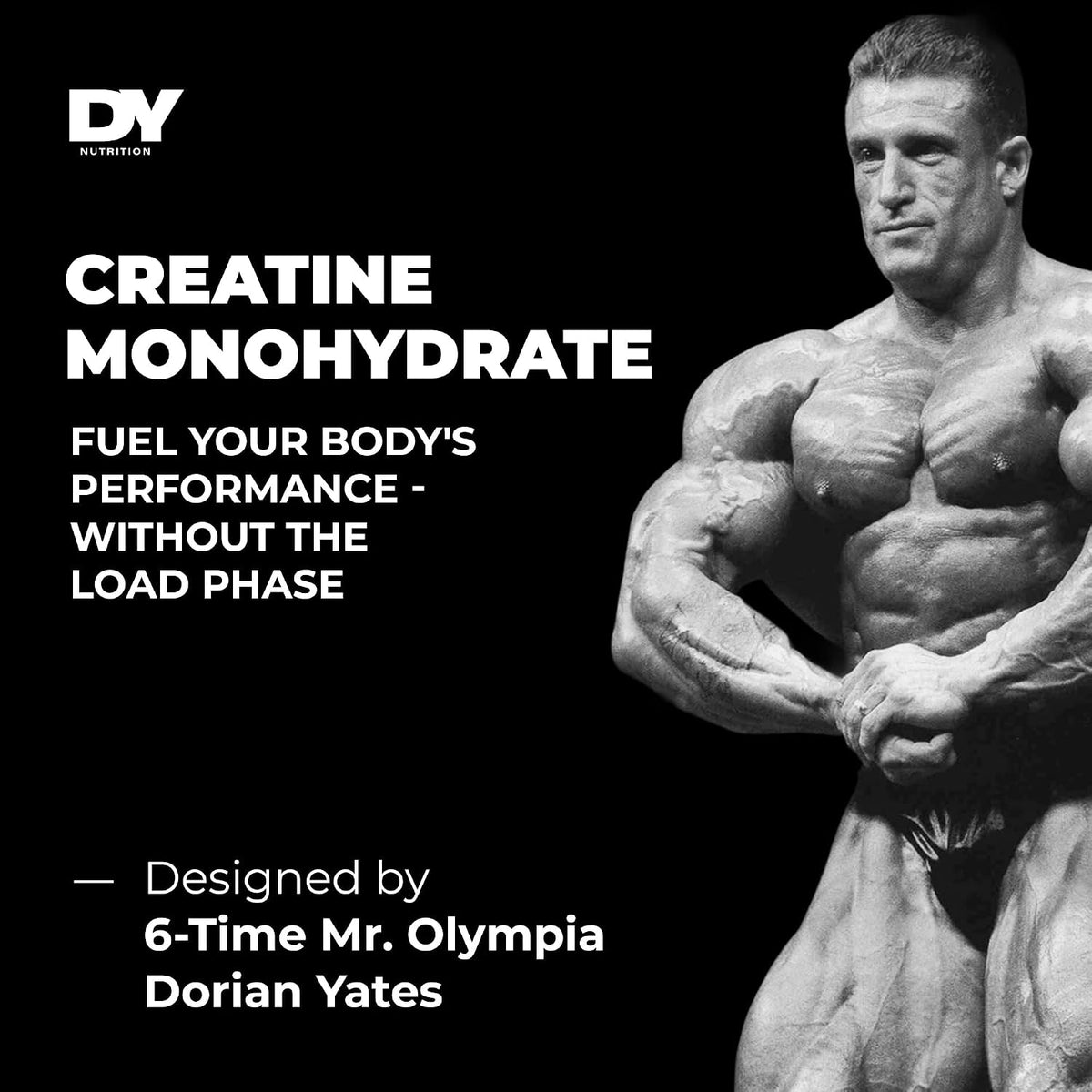 DY Nutrition Creatine Monohydrate Powder Unflavoured 300g tub showing product information