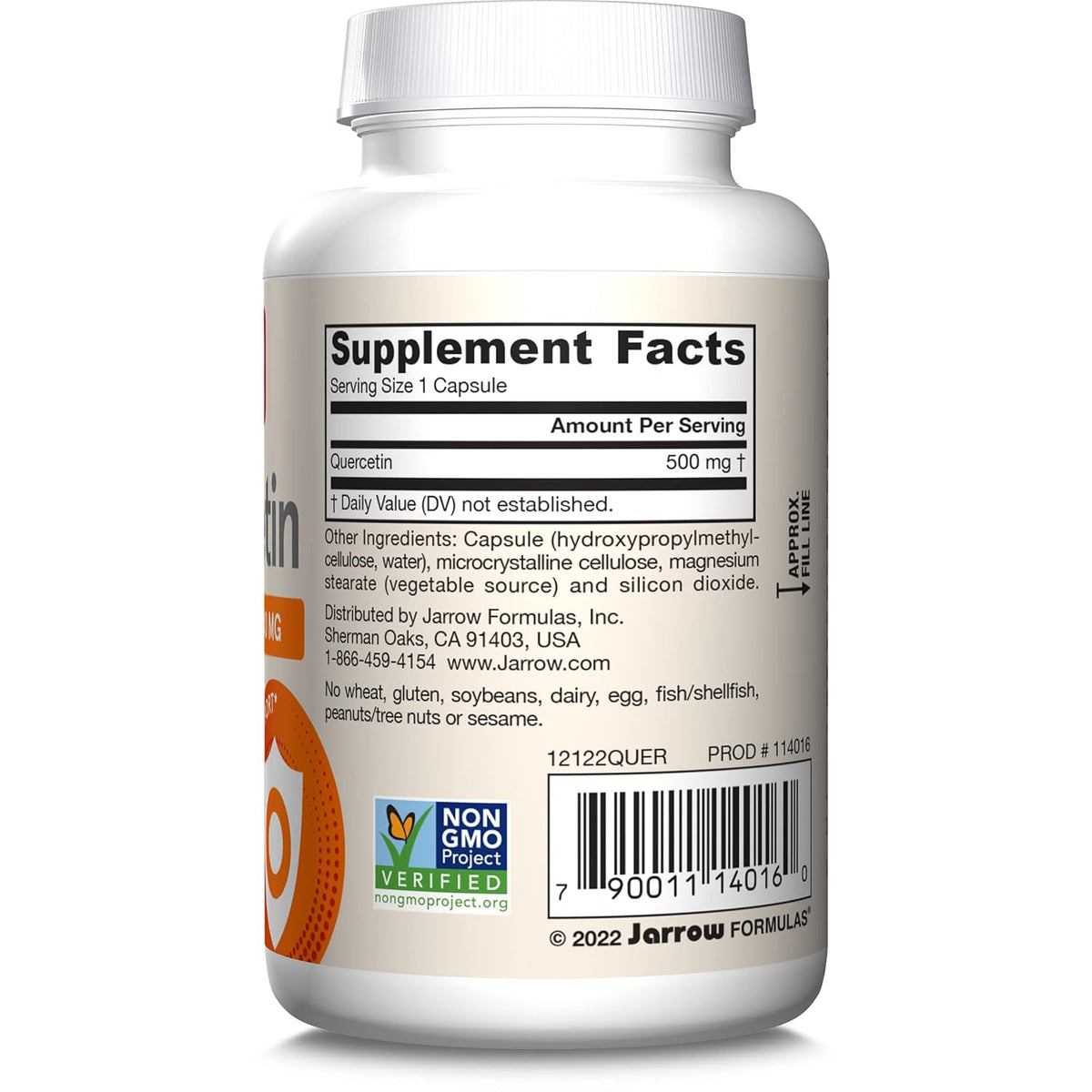 Jarrow Formulas Quercetin 500mg 100 Veggie Capsules barcode