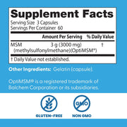 Doctor's Best MSM OptiMSM supplement facts ingredients capsule bottle 180 capsules