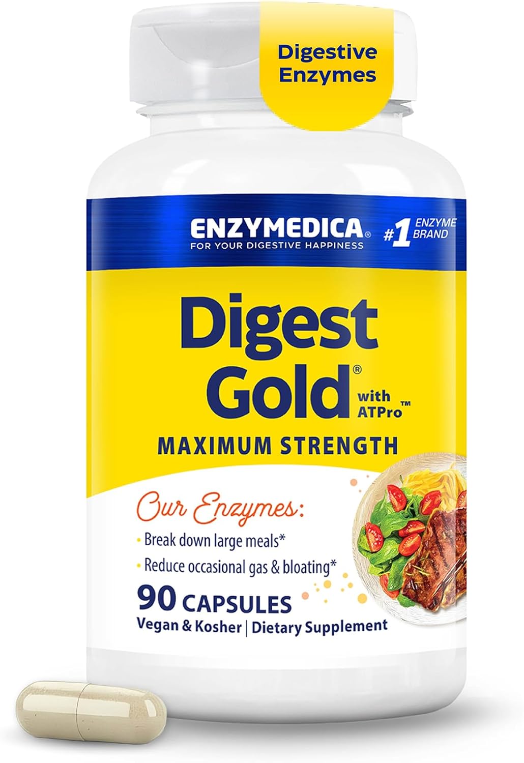 Enzymedica Digest Gold ATPro enzyme capsules 90 count bottle
