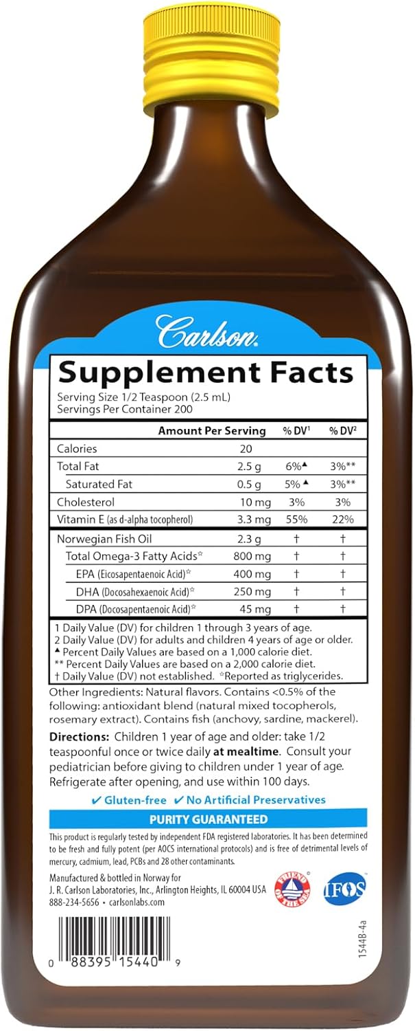 Carlson Kids The Very Finest Fish Oil Liquid 800 mg Omega-3