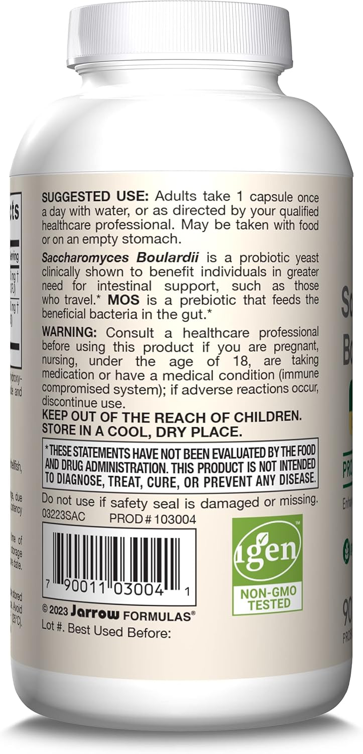Barcode Image: Jarrow Formulas Saccharomyces Boulardii MOS probiotic capsules barcode 90 count 5 billion CFU