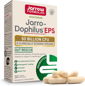 Front Image: Jarrow Formulas Jarro Dophilus EPS 50 billion CFU probiotic 30 veggie capsules front packaging