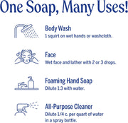 Dr. Bronner's Citrus Pure-Castile Liquid Soap bottle, orange lemon and lime scent, 945ml, how to use