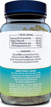 Supplement facts and instructions for Minami Kids DHA chewable softgels.