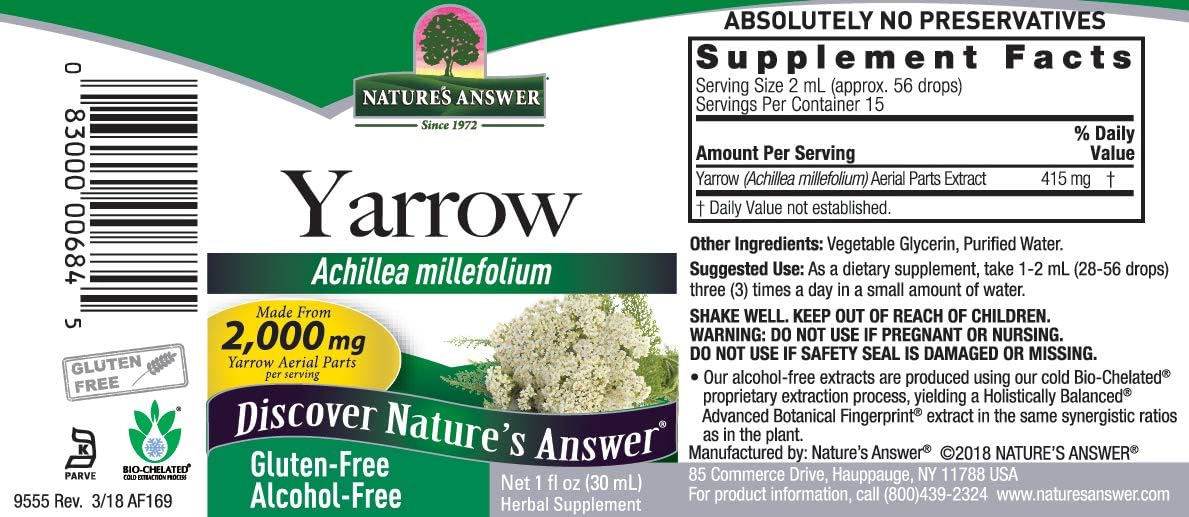 Nature’s Answer Yarrow Aerial Parts Liquid Extract 30ml barcode image