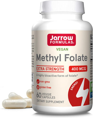Jarrow Formulas Methyl Folate 400mcg veggie capsules bottle 60 count