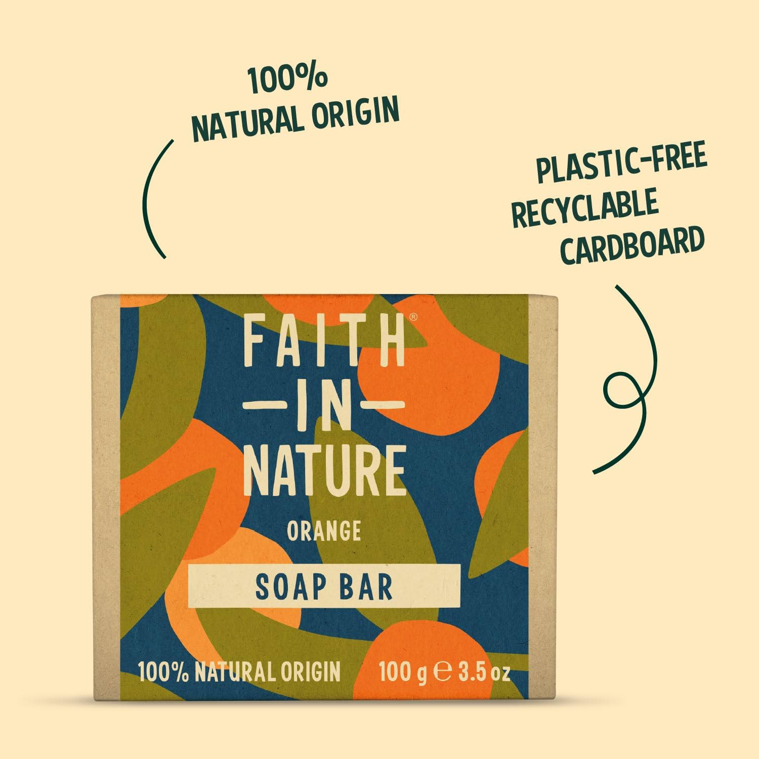 Faith In Nature Natural Orange Vegan Bar Soap 18 × 100g cardboard product information