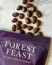 Forest Feast Belgian Milk Chocolate Jumbo Raisins chocolate coated raisins 1kg resealable pouch lifestyle serving image