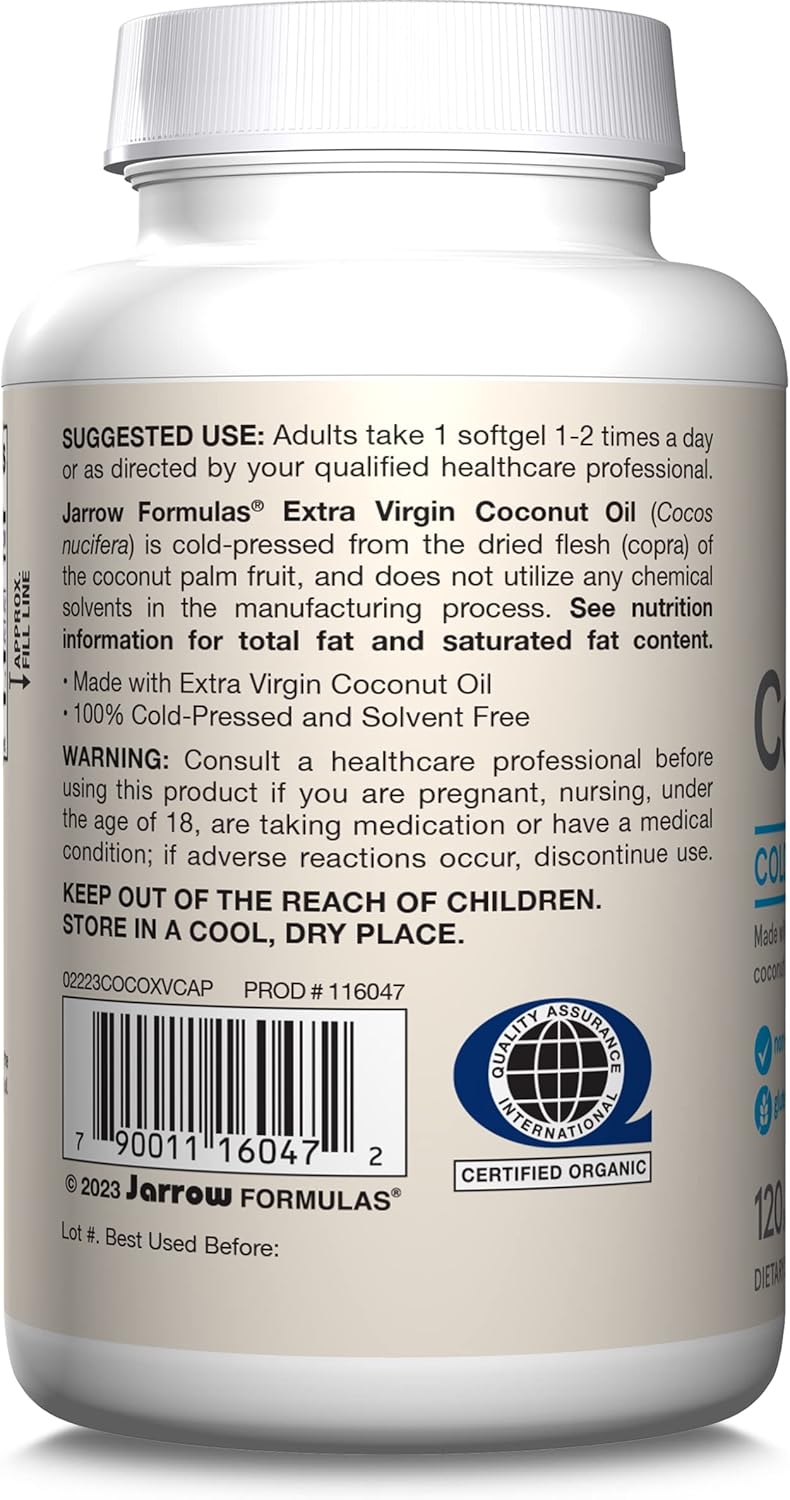 Barcode Image: Jarrow Formulas coconut oil 1000mg softgels barcode 120 count