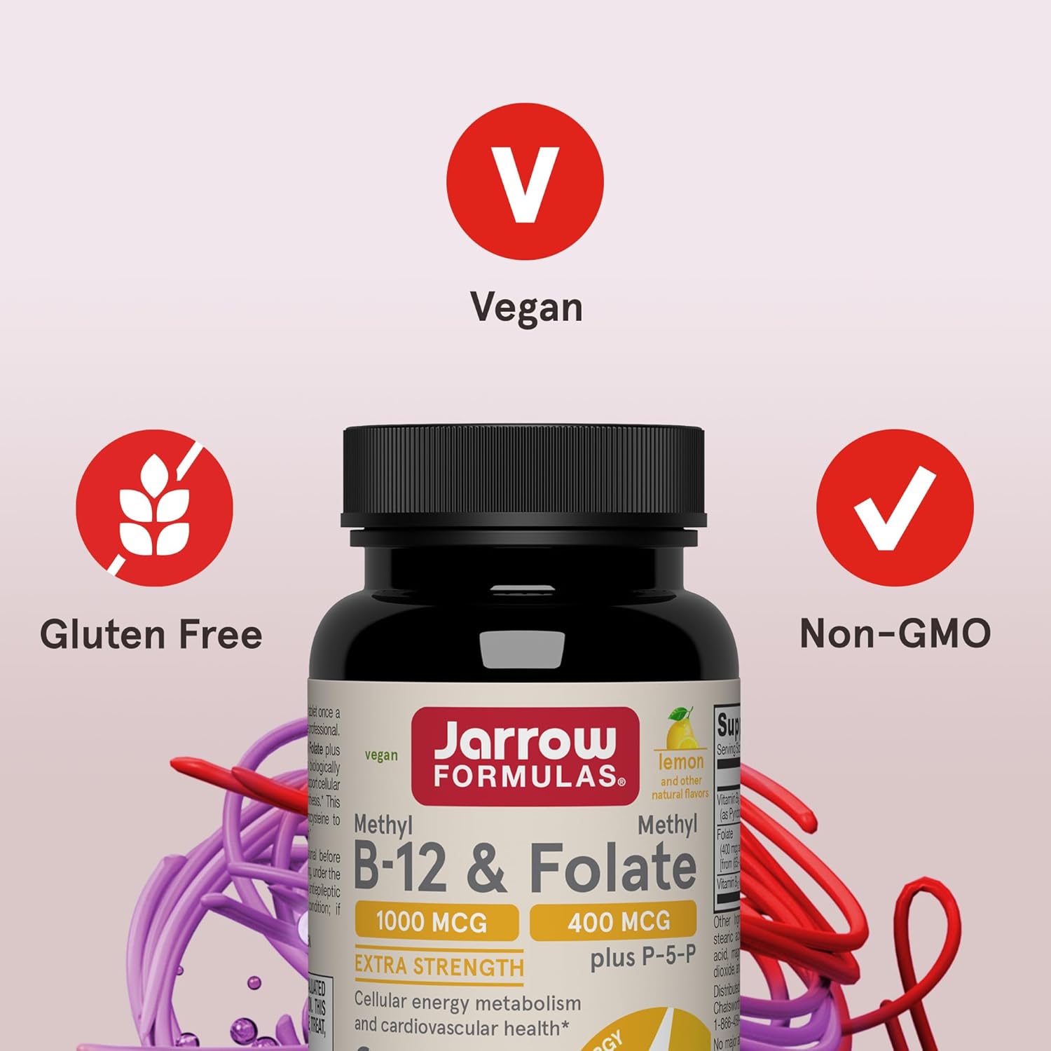 Jarrow Formulas Methyl B-12 1000mcg & Folate 400mcg - 100 Tablets