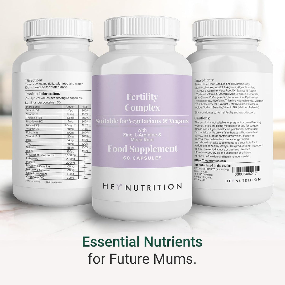 Hey Nutrition Fertility Complex Zinc L-Arginine Maca Root 60 Capsules