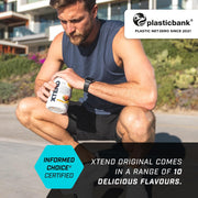 Lifestyle/use image: XTEND Original BCAA Powder Lemon Lime drink prepared in shaker tub powder 444g 30 servings
