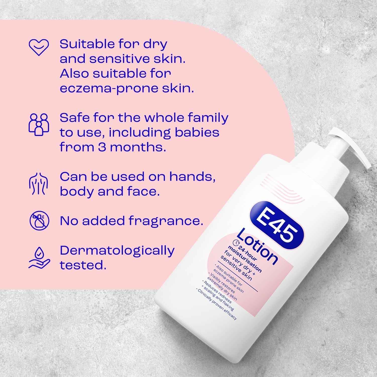 E45 Moisturising Lotion for Dry & Sensitive Skin - 500ml