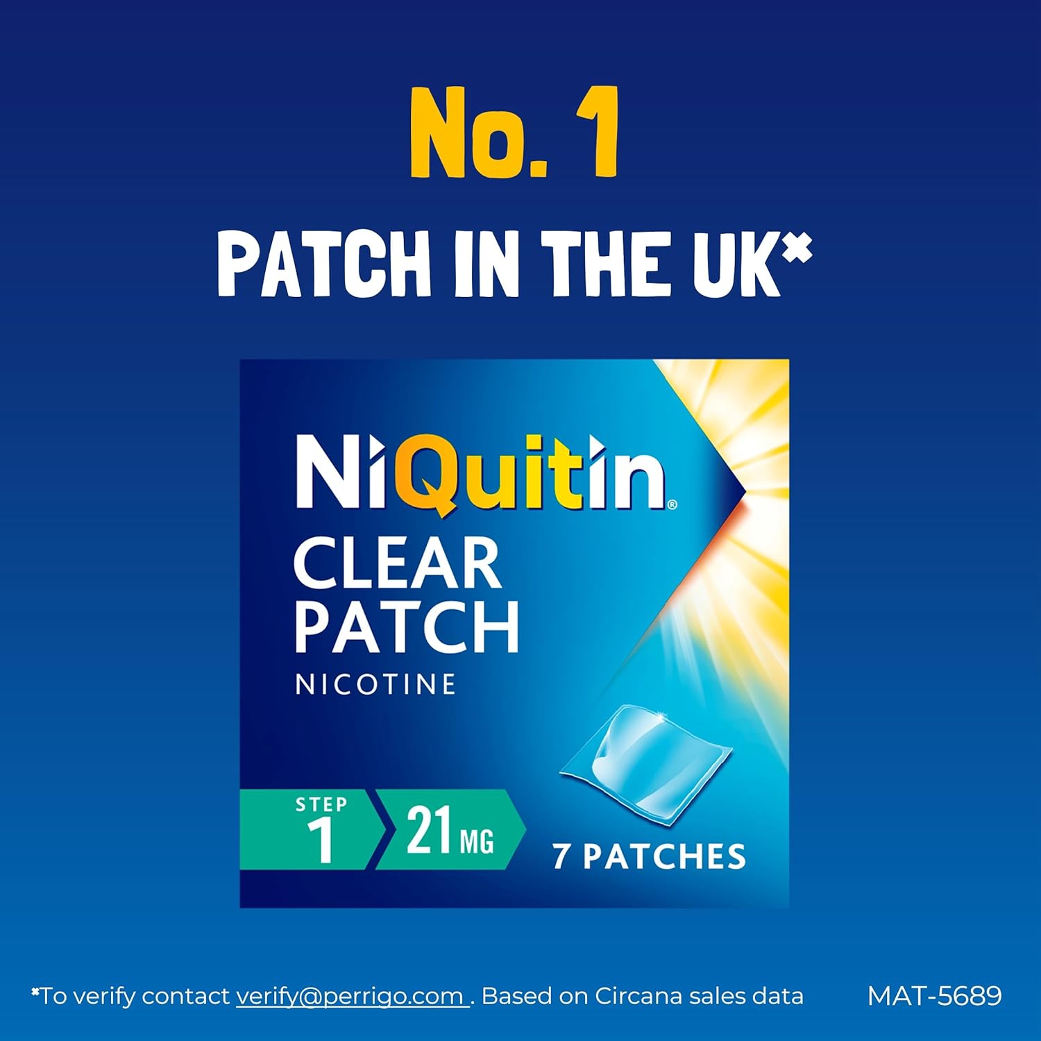 NiQuitin Clear Step 1 Nicotine Patches 21mg pack containing 7 transparent patches No.1 patches in the UK