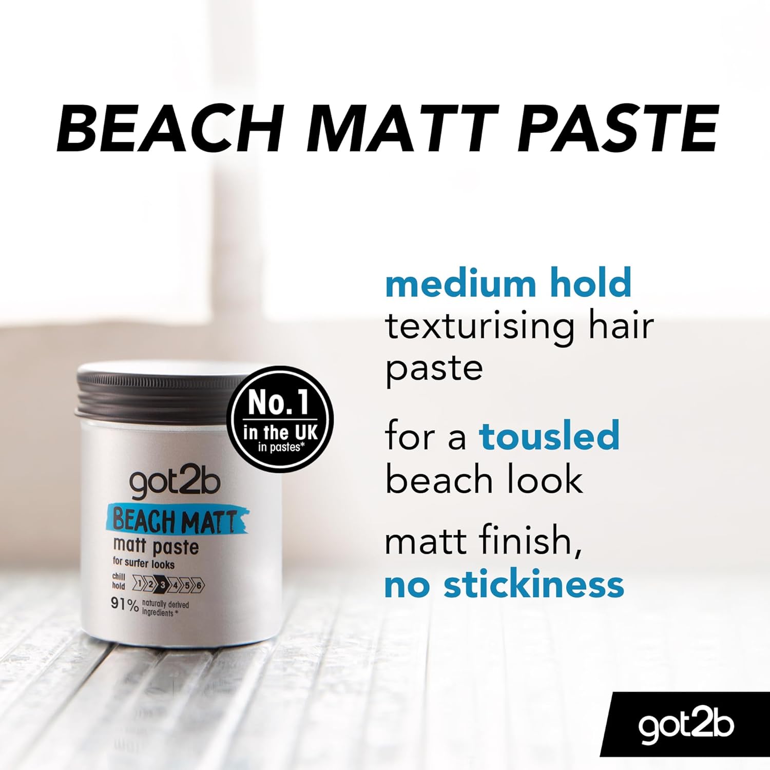 got2b Beach Matt Paste Hold 3 hair styling paste tub 100ml ingredients and product information