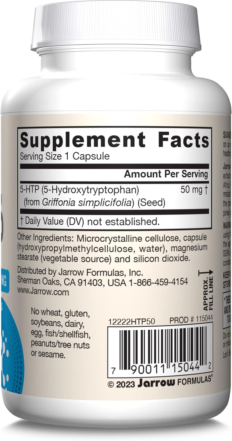 Jarrow Formulas 5-HTP 50mg veggie capsules barcode 90 count