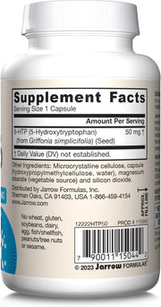 Jarrow Formulas 5-HTP 50mg veggie capsules barcode 90 count