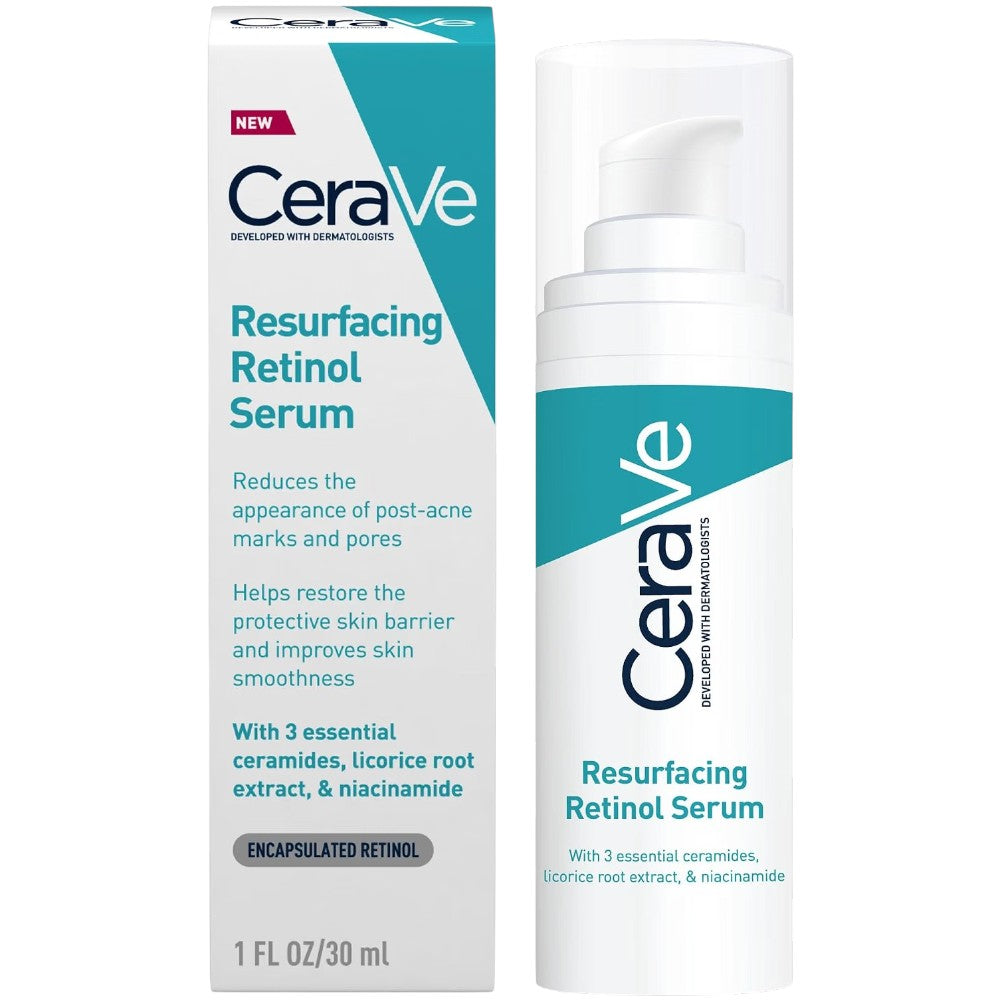 CeraVe Resurfacing Retinol Serum facial skincare pump bottle 30ml & box