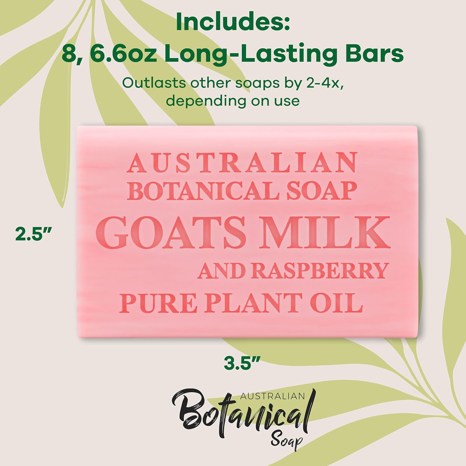 Australian Botanical Soap Goat Milk & Raspberry Bar size