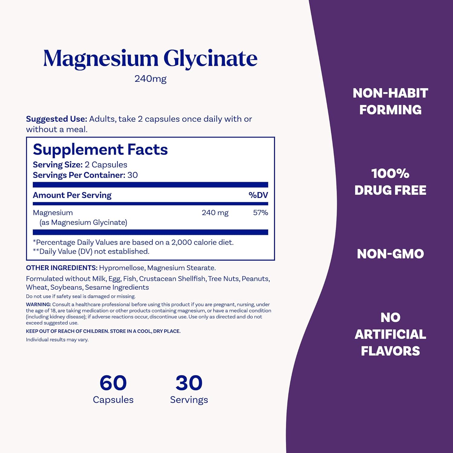 Natrol Magnesium Glycinate 240mg Capsules – 60 count
