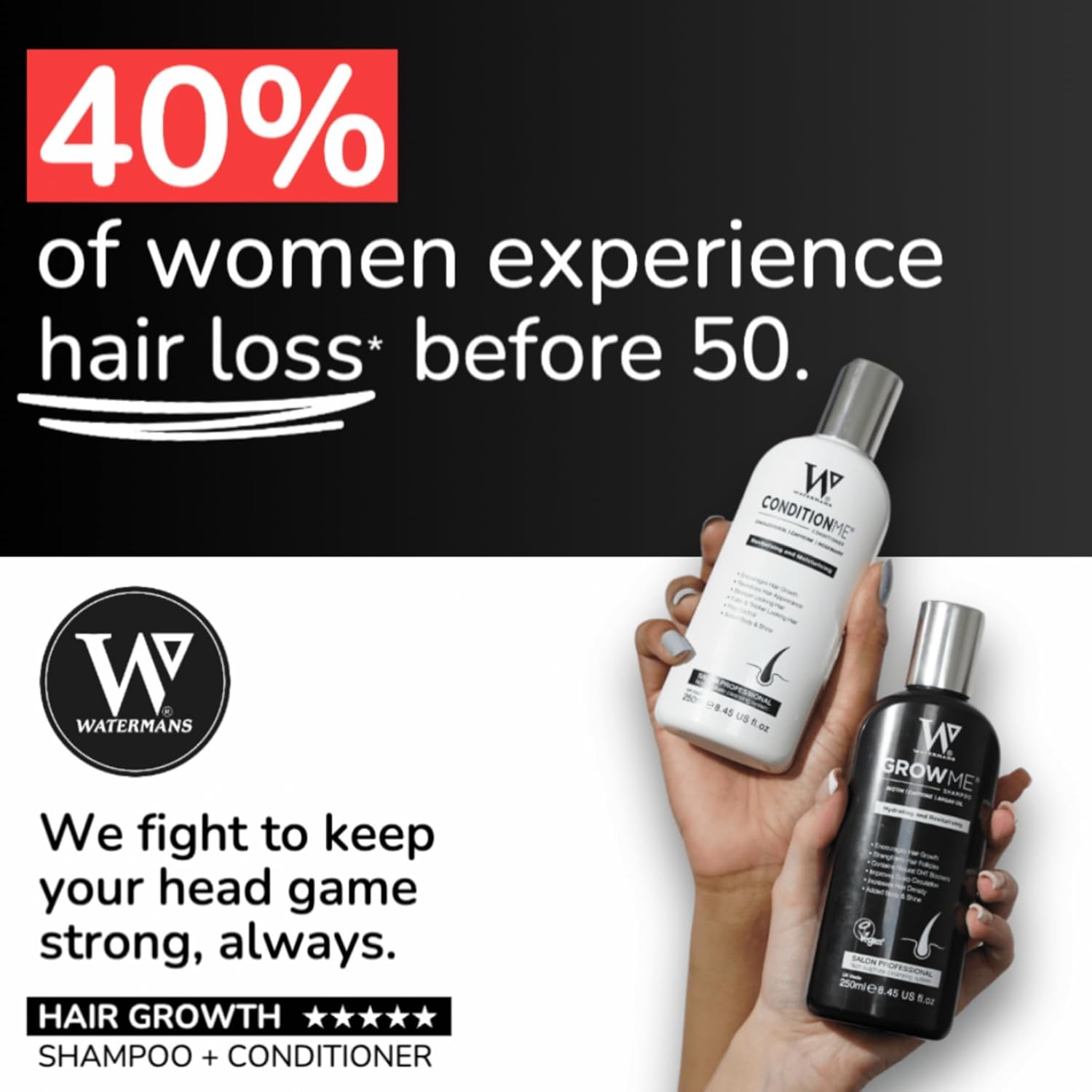 Watermans Grow Me Shampoo & Condition Me Conditioner Set - 2 x 250ml