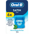 Oral-B Satin Tape Waxed Mint Dental Floss 6 Rolls x 50m