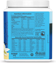 Back of Sunwarrior vanilla protein powder showing ingredient list.
