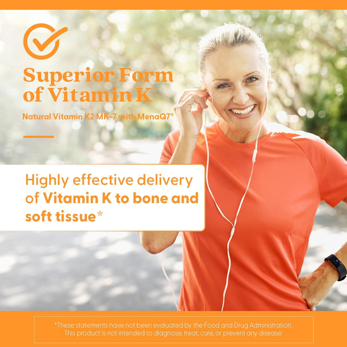 Doctor's Best Natural Vitamin K2 MK-7 with MenaQ7, bottle packaging, unflavoured, 45mcg, 60 or 180 veggie capsules, daily dietary supplement use