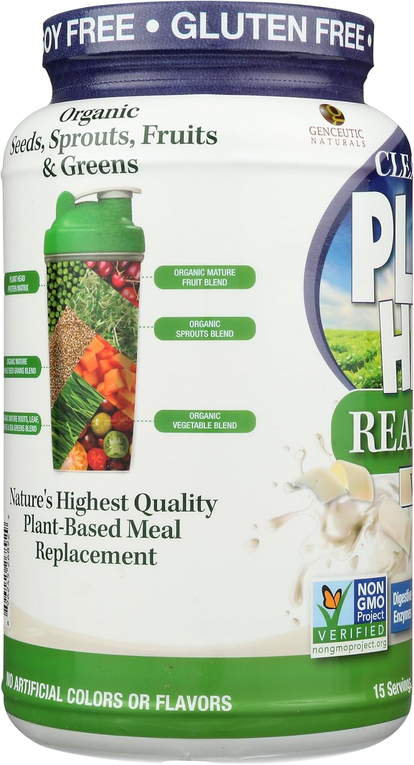 Genceutic Naturals Plant Head Real Meal Vegan Protein Powder Vanilla – 1050g