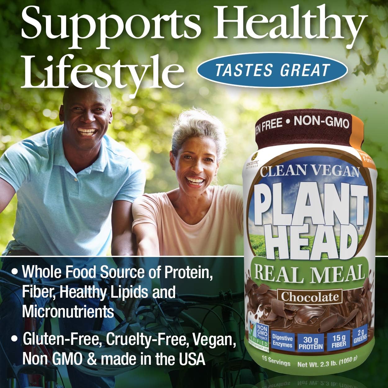 Genceutic Naturals Plant Head Real Meal Vegan Protein Powder Chocolate – 1050g