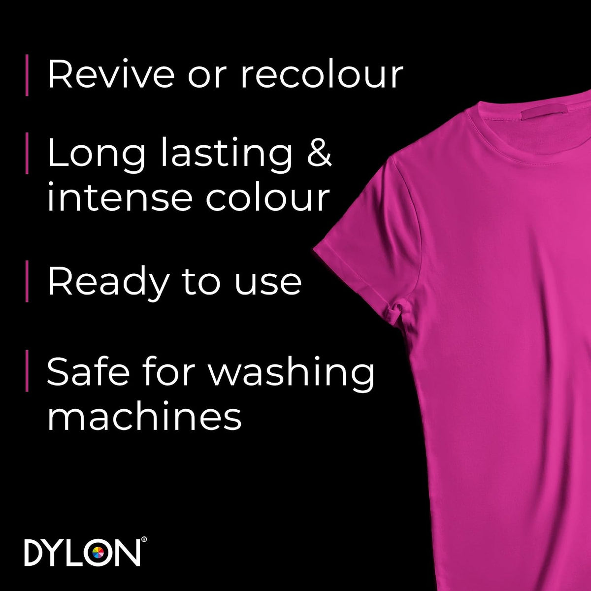 Dylon All-in-1 Washing Machine Fabric Dye Pod Passion Pink 350g ingredients information packaging