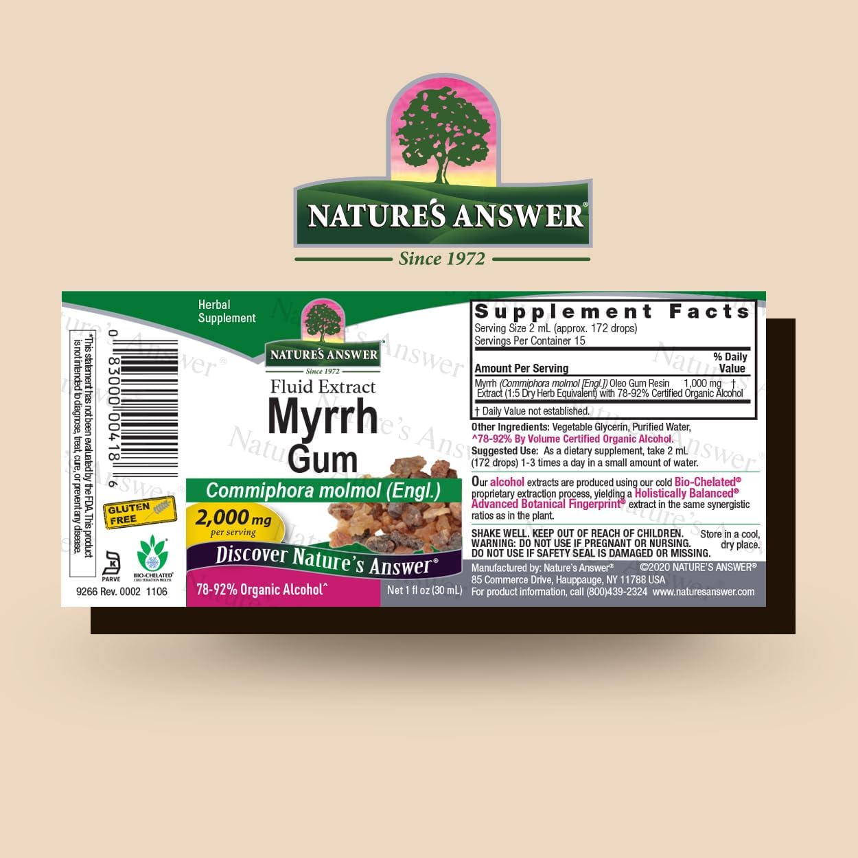 Nature’s Answer Myrrh gum resin liquid extract 30ml barcode